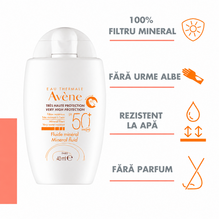 Fluid Mineral cu SPF 50+, 40 ml, Avene 793104