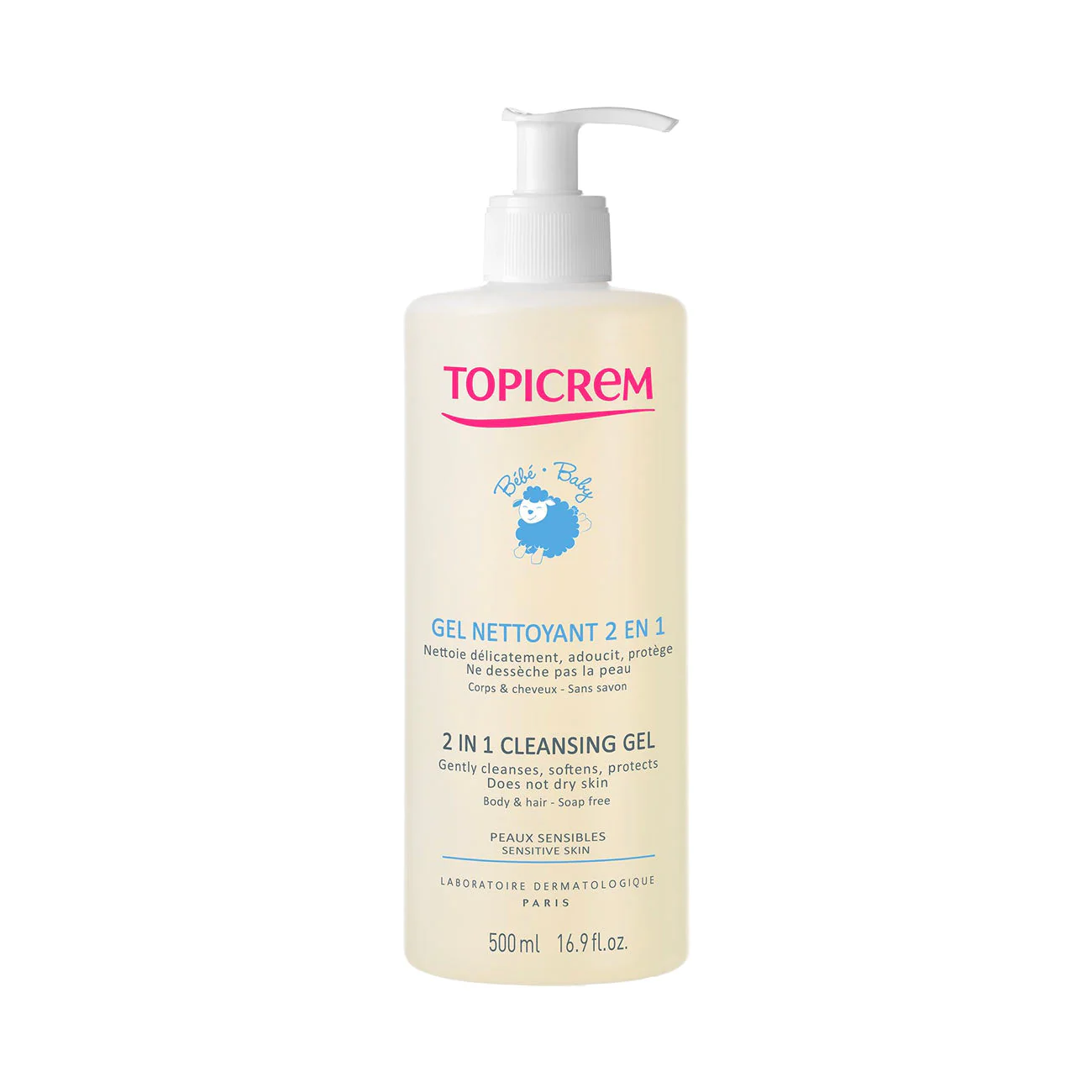 Gel de curatare 2 in1 corp si par Topicream Bebe, 500 ml, Topicrem