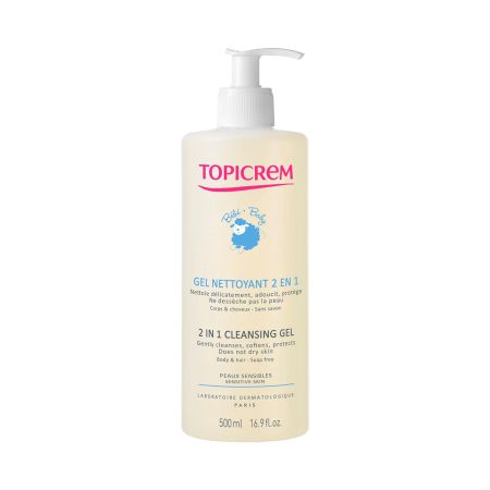 Gel de curatare 2 in1 corp si par Topicream Bebe, 500 ml, Topicrem