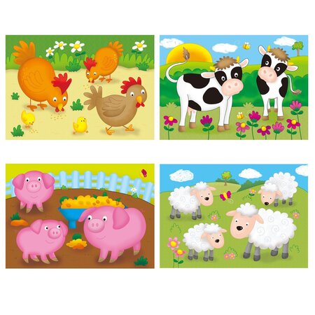 Set 4 puzzle-uri Animale de la ferma, +3 ani, 30 piese, Galt 645328