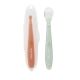 Set 2 lingurite din silicon si cutie de protectie, crem si gri, Nattou 517510