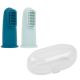 Set 2 degetare din silicon si cutie de protectie, 6luni+, albastru si bleu, Nattou 517531