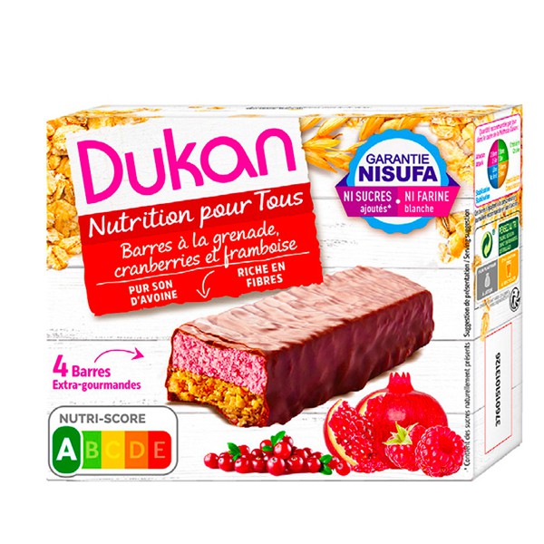 Batoane din tarate de ovaz cu fructe rosii, 120 g, Dukan