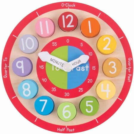 Ceas colorat din lemn, +18 luni, BigJigs 517984