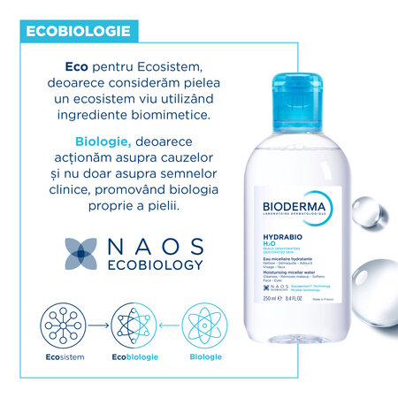 Apa micelara hidratanta dermatologica pentru fata si ochi Hydrabio H2O, 500 ml, Bioderma 822584