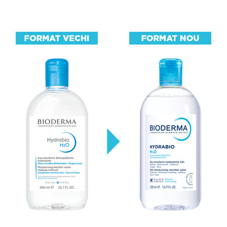 Apa micelara hidratanta dermatologica pentru fata si ochi Hydrabio H2O, 500 ml, Bioderma 822593