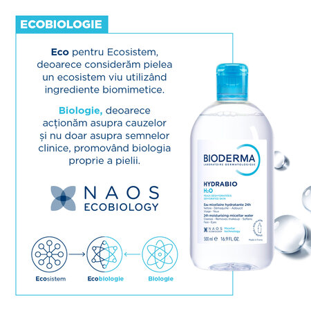 Apa micelara hidratanta dermatologica pentru fata si ochi Hydrabio H2O, 500 ml, Bioderma 822595