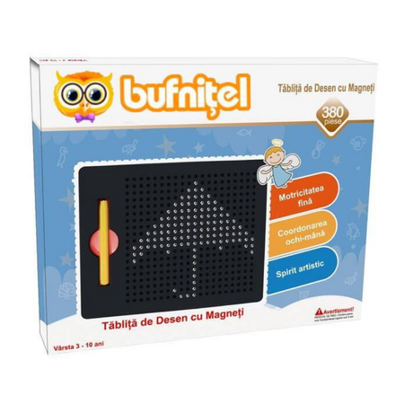 Tablita pentru desen cu magneti, + 3 ani, 380 piese, Bufnitel 700498