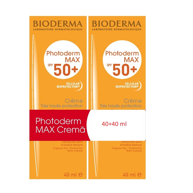 Pachet, Crema SPF 50+ Photoderm Max, 2x40 ml, Bioderma