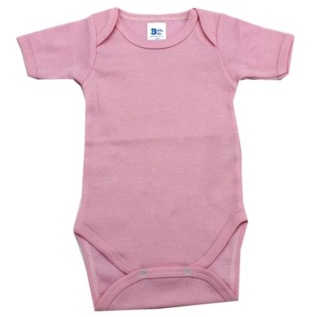 Body din bumbac cu maneca scurta Rib, 18-24 luni, Roz, Baltic Bebe