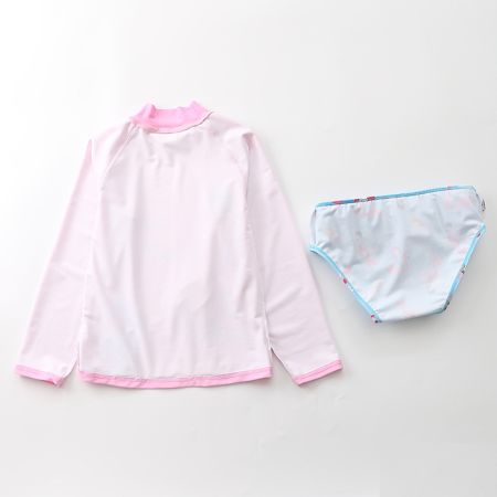 Costum de baie pentru fete, masura 3XL/120-130 cm, Roz, Baltic bebe 519560