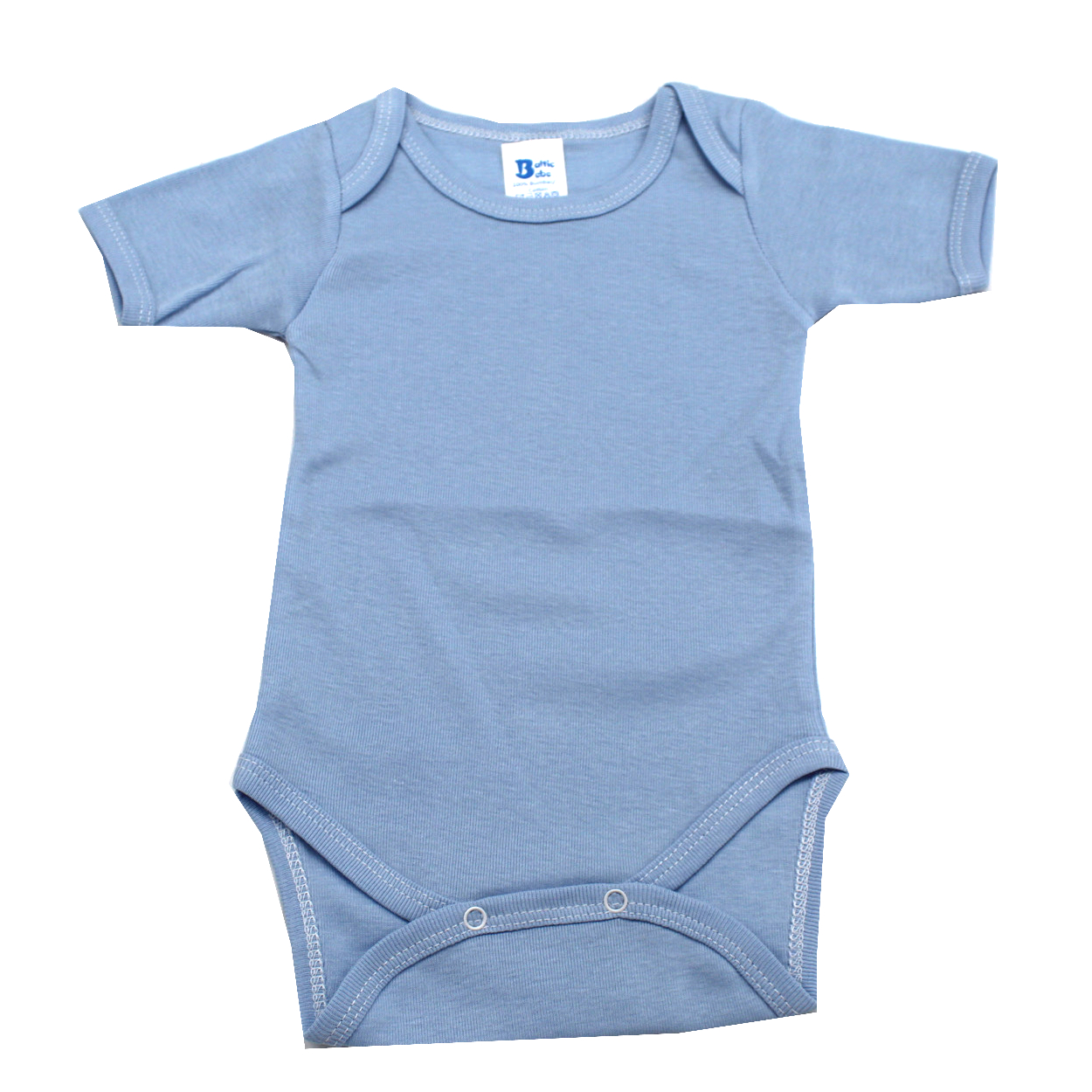 Body din bumbac cu maneca scurta Rib, 3-6 luni, Bleu, Baltic Bebe