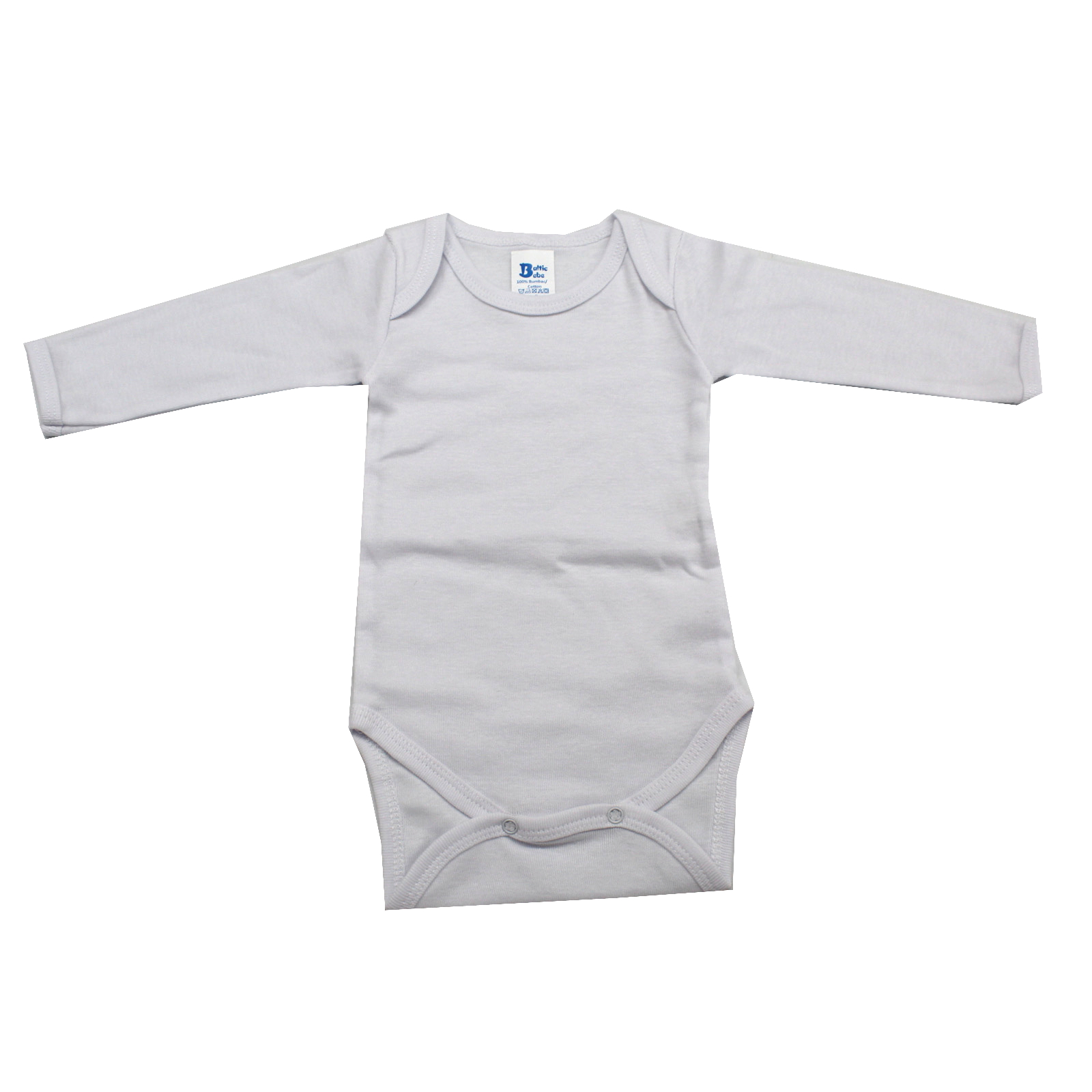 Body din bumbac cu maneca lunga Rib, 6-12 luni, Alb, Baltic Bebe