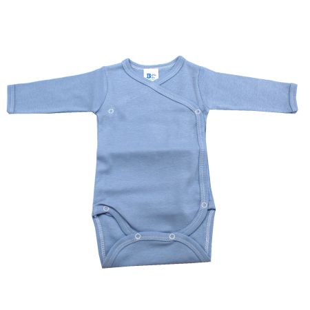 Body din bumbac cu maneca lunga Rib, 0-3 luni, Bleu,