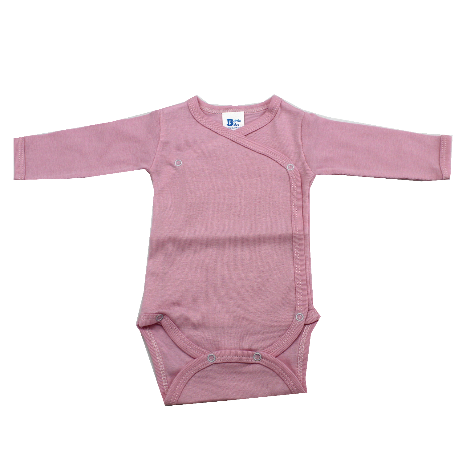 Body din bumbac cu maneca lunga Rib, 0-3 luni, Roz, Baltic Bebe