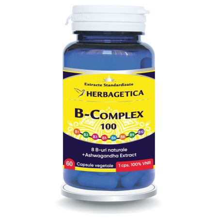 B-Complex 100, 60 cpasule vegetale, Herbagetica