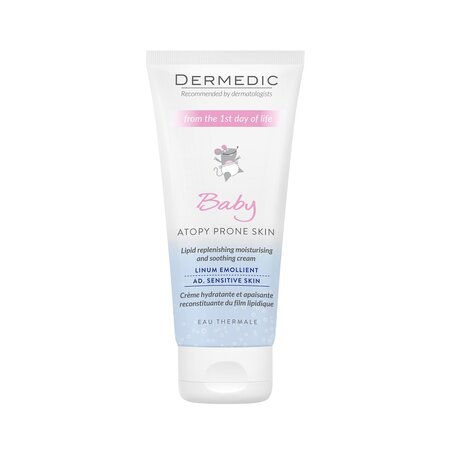 Crema hidratanta si calmanta cu lipide Linum Baby, +1luna, 100g, Dermedic