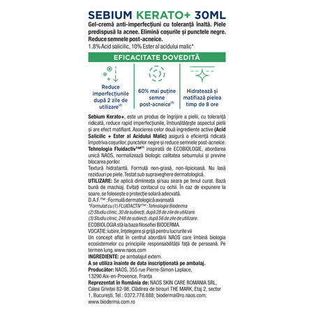 Gel crema anti-imperfectiuni Sebium Kerato+, 30 ml, Bioderma 794288