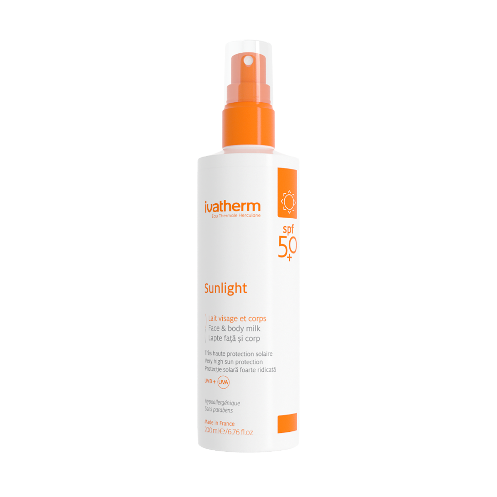 Lapte protectie solara pentru fata si corp SPF 50+ Sunlight, 200 ml, Ivatherm