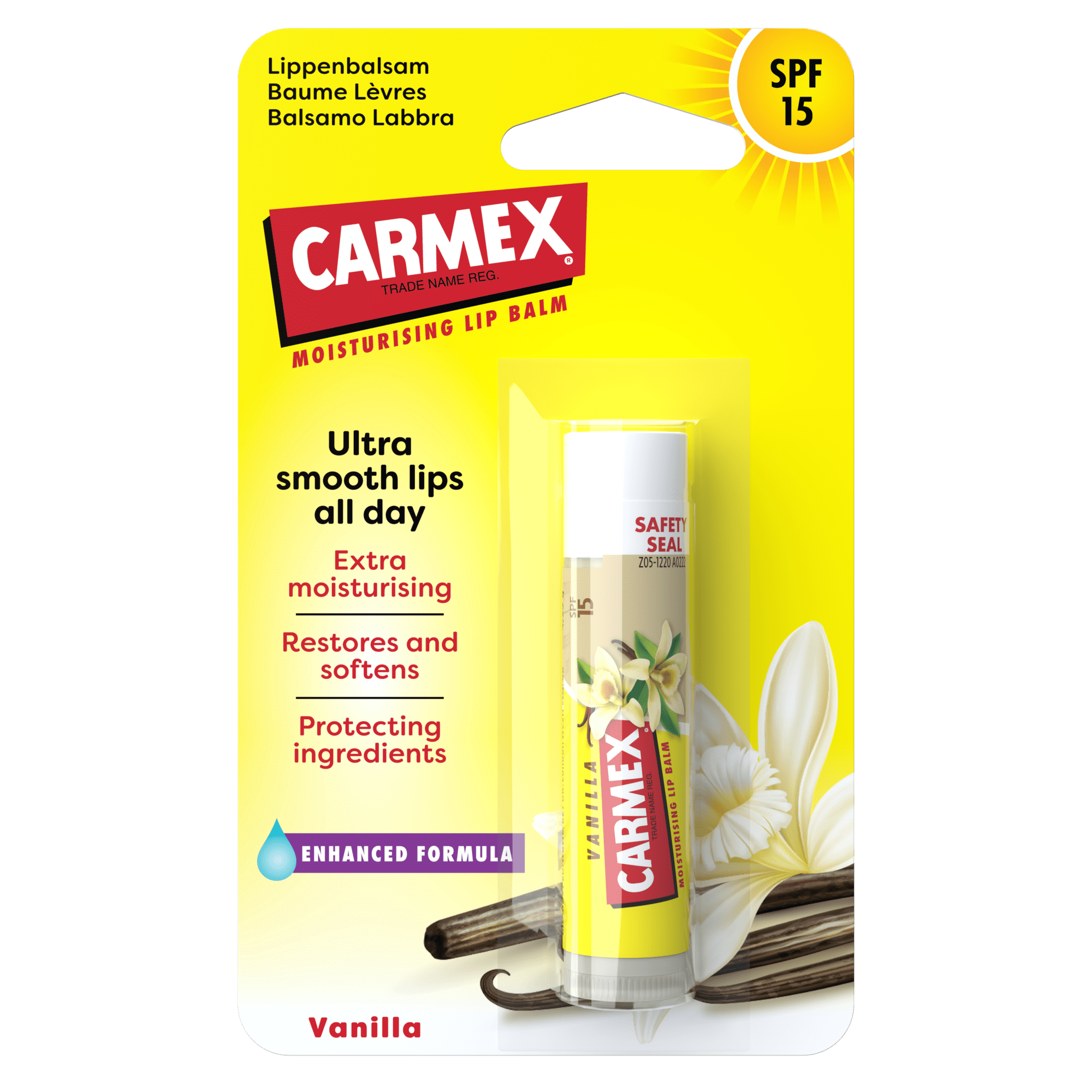 Balsam reparator pentru buze uscate cu vanilie, 4,25 gr, Carmex