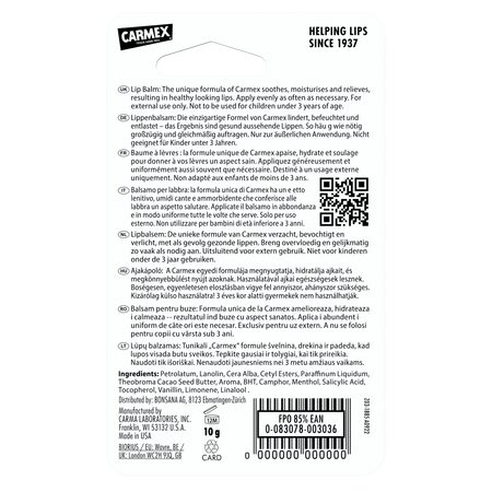 Balsam reparator pentru buze uscate si crapate, 10 g, Carmex 668375