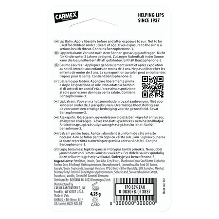 Balsam reparator buze uscate si crapate cu SPF 15, 4.25 g, Carmex 668369