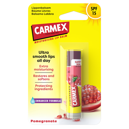 Balsam reparator pentru buze uscate si crapate cu aroma de rodie SPF 15, 4.25 g, Carmex