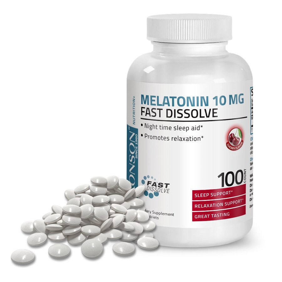 Melatonina, 10 mg, 100 tablete masticabile, Bronson Laboratories