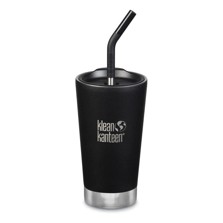 Pahar termo cu capac si pai, 473 ml, Shale Black, Klean Kanteen