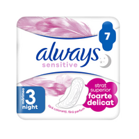 Absorbante Sensitive Night, Marime 3, 7 bucati, Always