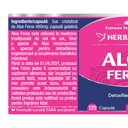 Aloe Ferox, 120 capsule, Herbagetica 749318