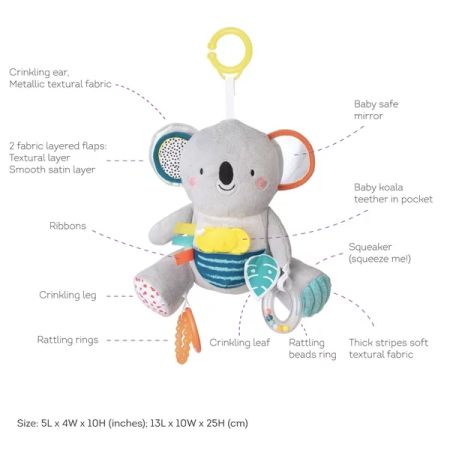 Jucarie din plus cu inel gingival kimmy the koala, +0 luni, Taf Toys 519772