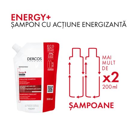 Rezerva Sampon cu actiune energizanta Dercos Energy+, 500 ml, Vichy 520659