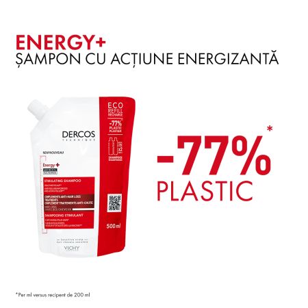Rezerva Sampon cu actiune energizanta Dercos Energy+, 500 ml, Vichy 520657