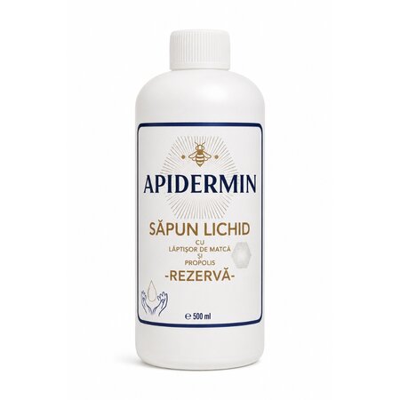 Rezerva sapun lichid cu laptisor de matca si propolis Apidermin, 500 ml, Complex Apicol