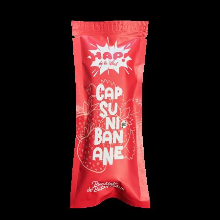 Baton raw vegan cu capsuni si banane, 45 g, Hap de la Vlad