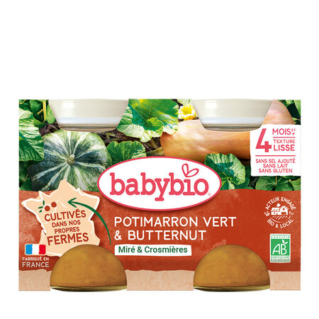 Piure din dovleac verde si dovleac butternut, BabyBio