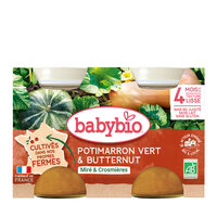 Piure din dovleac verde si dovleac butternut, + 4 luni, 2x130 g, BabyBio