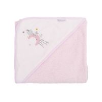 Prosop de baie cu gluga Dulce suenos, 100x100 cm, Roz, Bimbi Chic