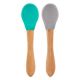 Set 2 lingurite cu varf din silicon si maner din bambus, Aqua Green/Powder Grey, Minikoioi 521271