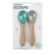 Set 2 lingurite cu varf din silicon si maner din bambus, Aqua Green/Powder Grey, Minikoioi 521274