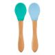 Set 2 lingurite cu varf din silicon si maner din bambus, Aqua Green/Mineral Blue, Minikoioi 521278