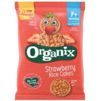 Rondele Bio din orez cu capsuni, + 7 luni, 40 g, Organix