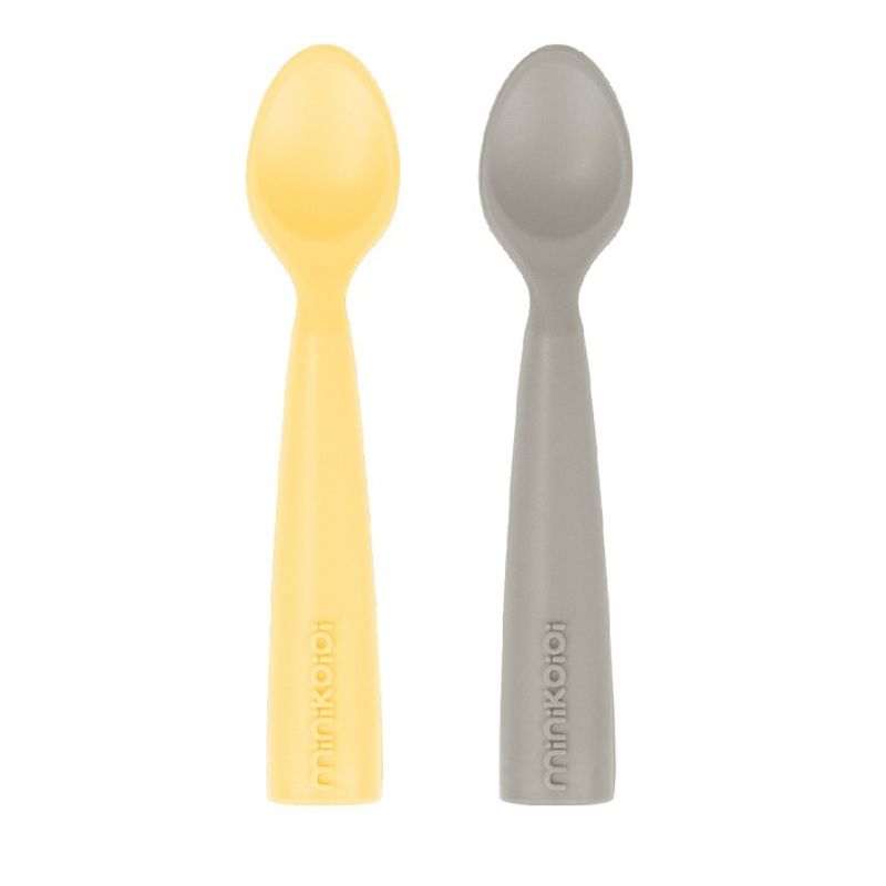 Set lingurite din silicon, Mellow Yellow/Powder Grey, Minikoioi