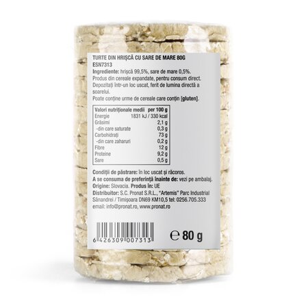 Turte din mazare galbena si mazare verde cu sare de mare, 100 gr, Pronat 781477
