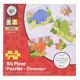 Set 3 puzzle din lemn Dinozauri, +2 ani, 18 piese, Big Jigs 450723