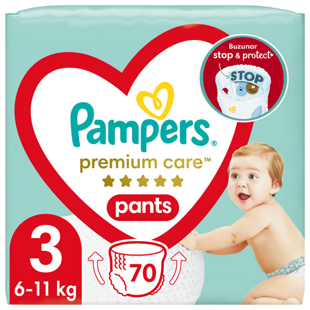 Scutece Pants Premium Care, Nr. 3, 6-11 kg, 70 buc, Pampers 532346