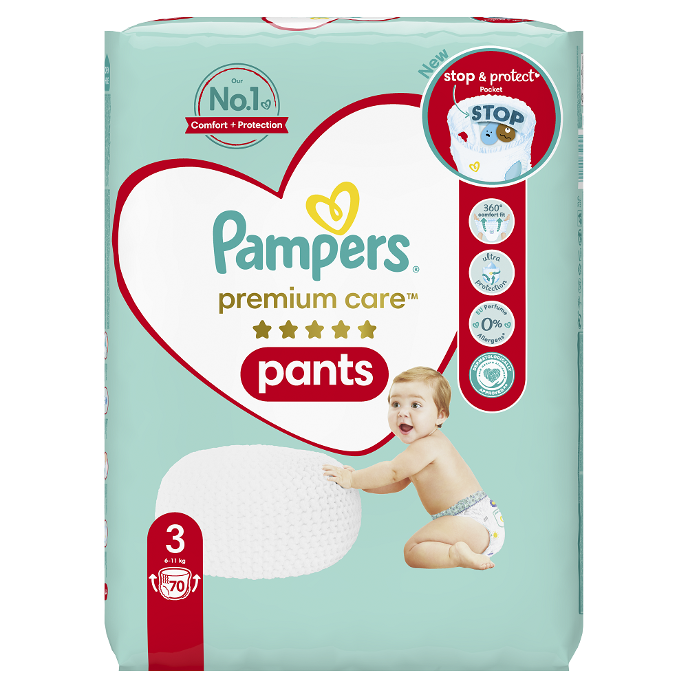 Scutece Pants Premium Care, Nr. 3, 6-11 kg, 70 buc, Pampers