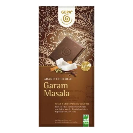 Ciocolata Bio cu lapte, cocos si condimente orientale Garam Masala