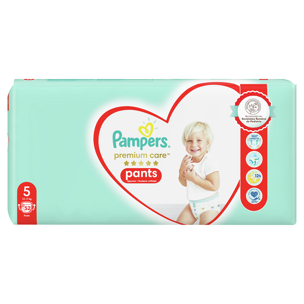 Scutece Pants Premium Care, Nr.5, 12-17 kg, 52 buc, Pampers